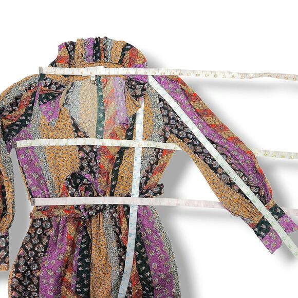 Equipment Ella Silk Blouson Mini Dress S Boho Patchwork Old Money Resortwear - Picture 12 of 14